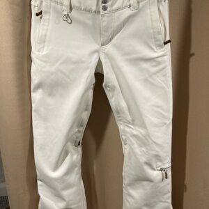 Roxy Cream Ski Pants with Zipper Accent